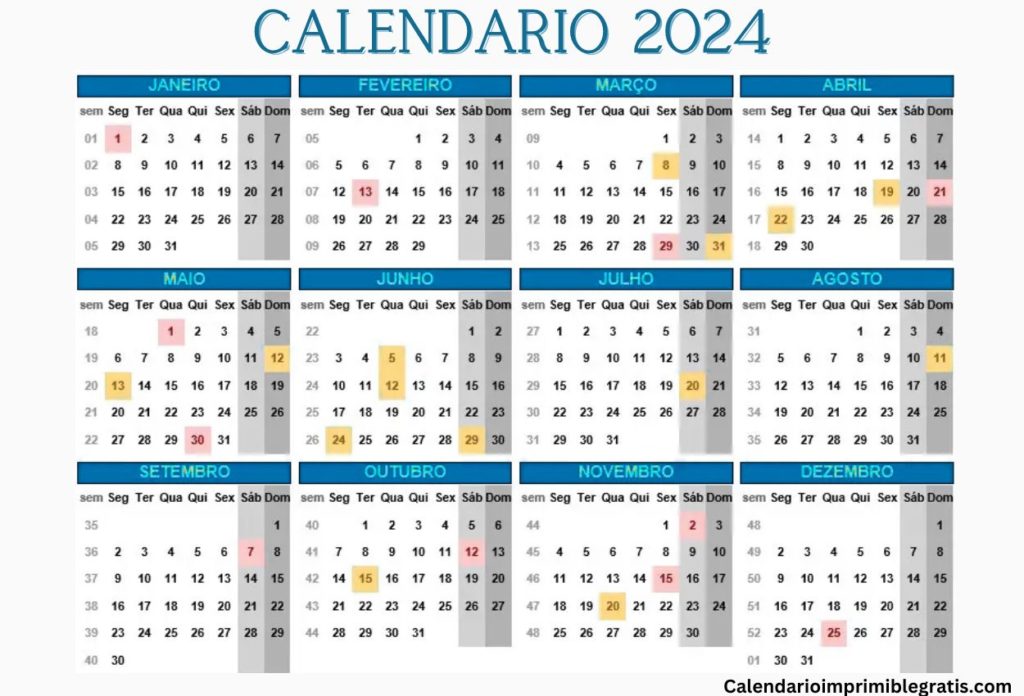 calendarios 2024