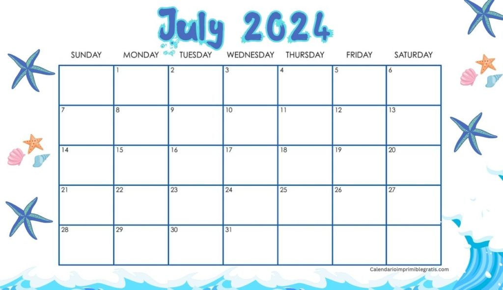 2024 July decorative calendar