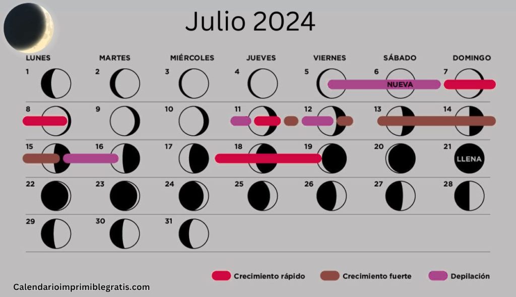 Calendario Lunar Julio 2024