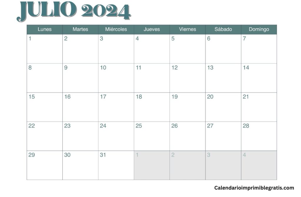 Calendario de lista de tareas pendientes de julio de 2024