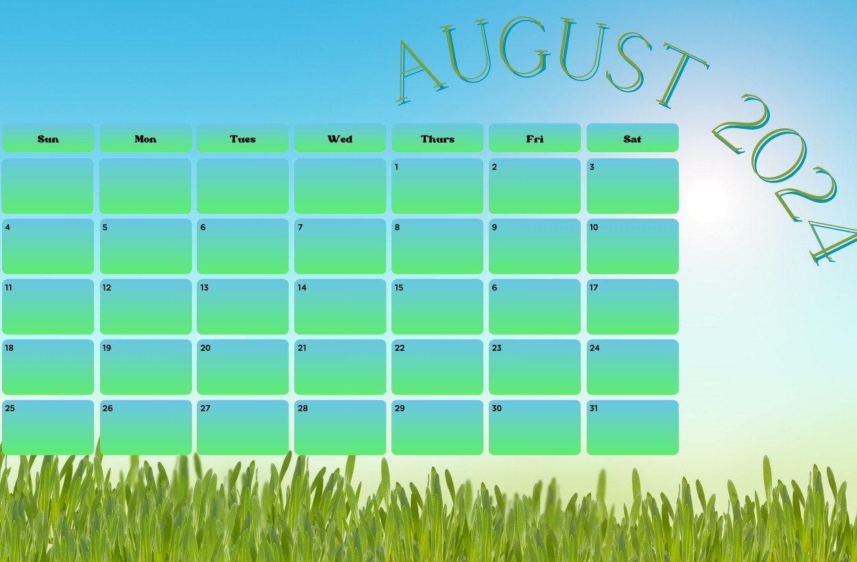 2024 August Cute Calendar For Home