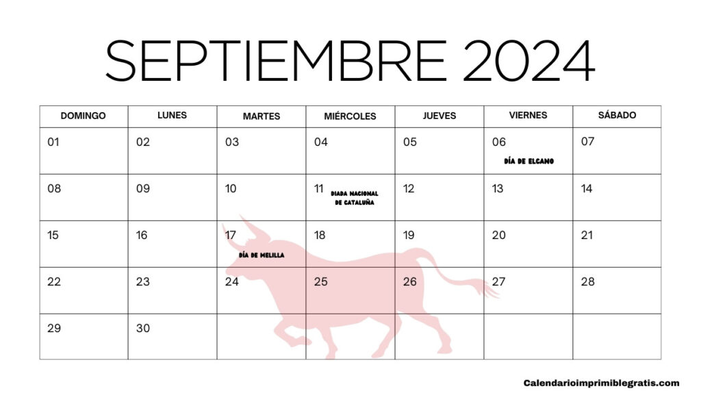 Calendario Festivos España Septiembre 2024 Gratis