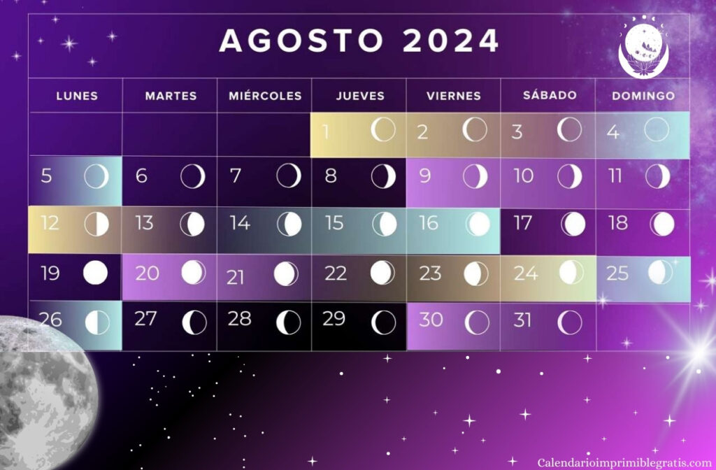 Calendario Lunar Agosto 2024