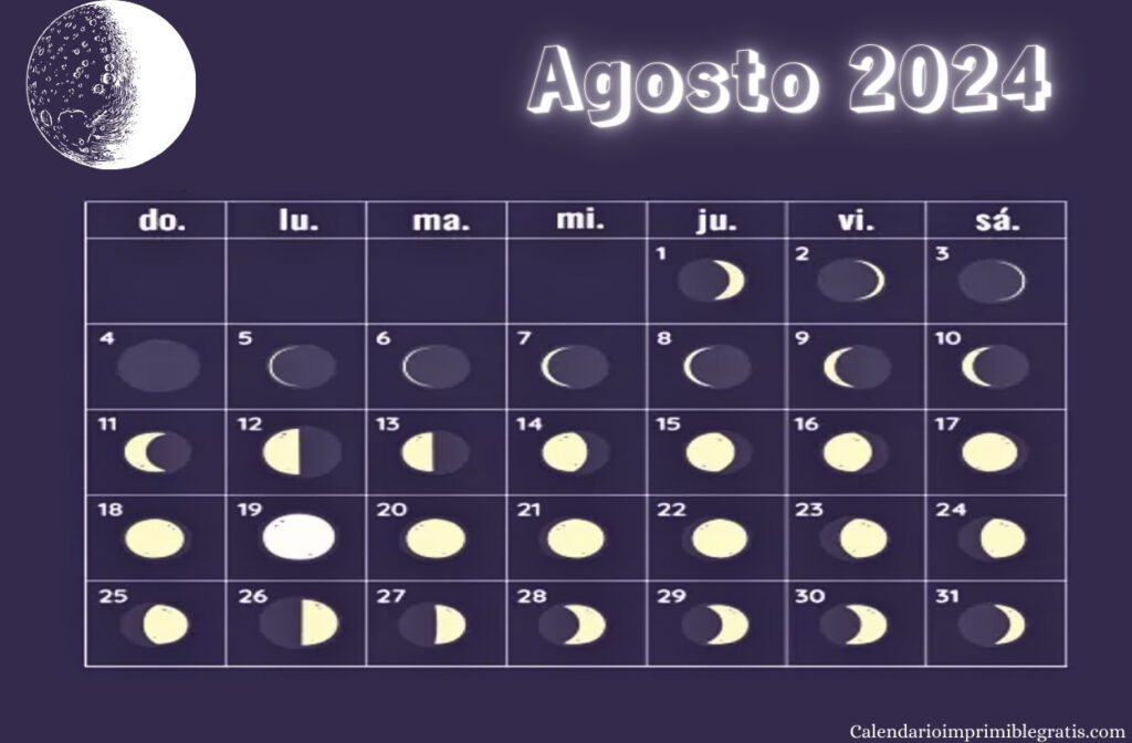 Calendario Lunar Agosto de 2024