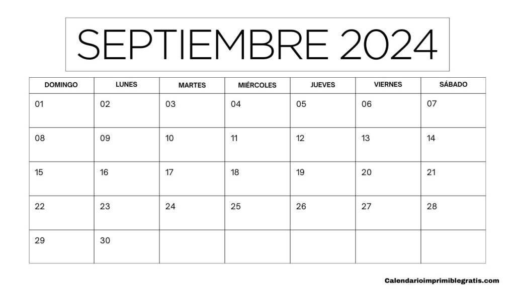 Calendario Personalizable Septiembre de 2024