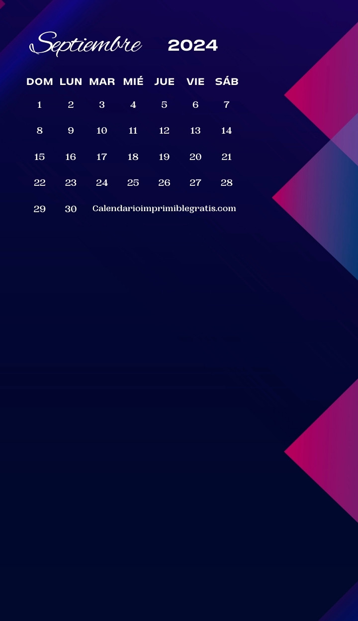 Calendario de fondos de pantalla de septiembre de 2024 para iPhone