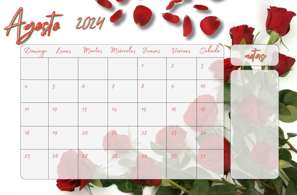 Calendario floral de Agosto de 2024