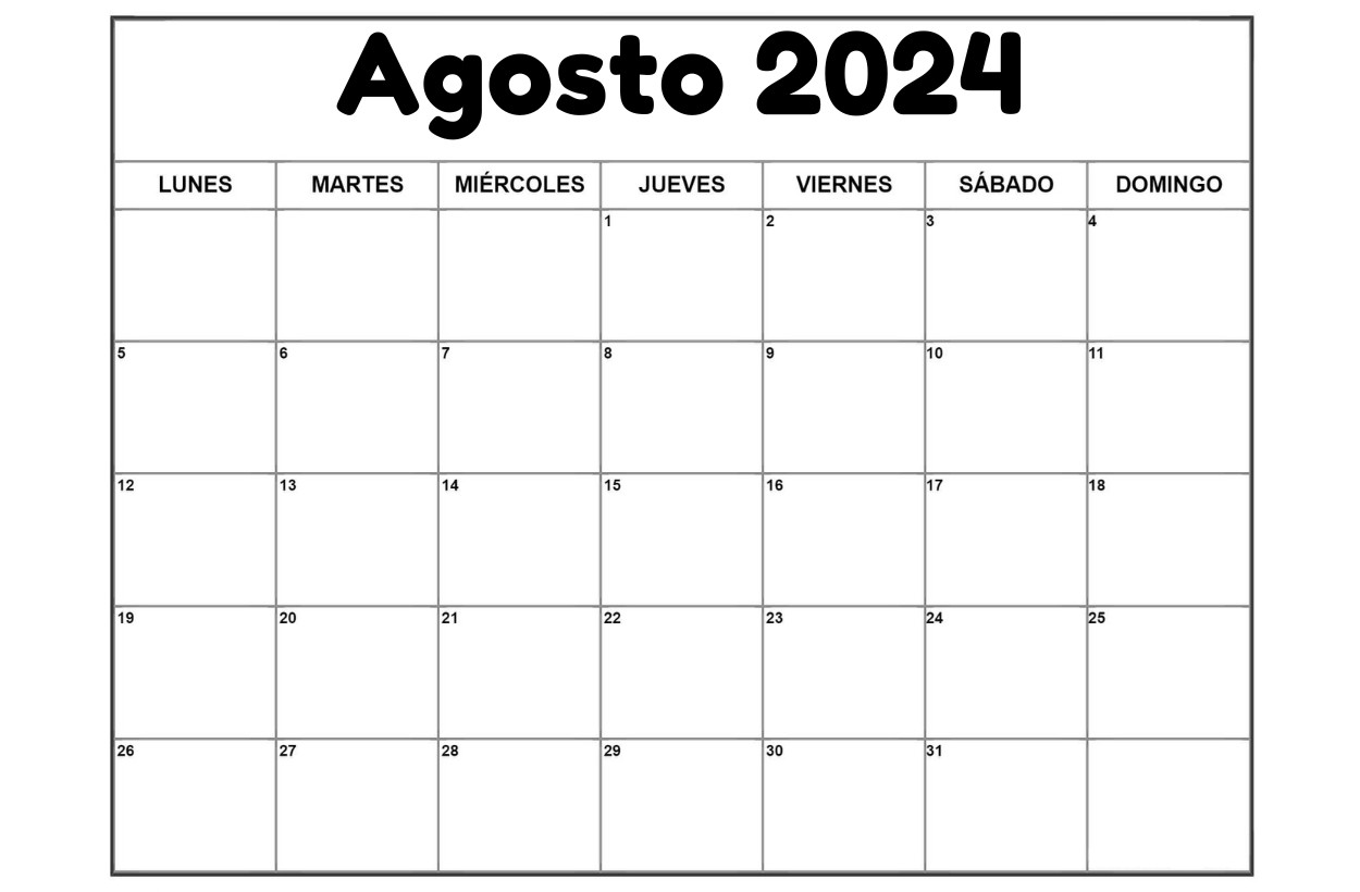 Calendario paisajístico Agosto 2024
