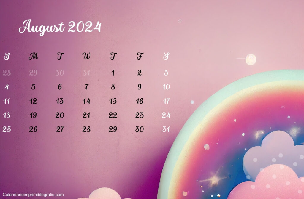 Cute August 2024 Calendar Design