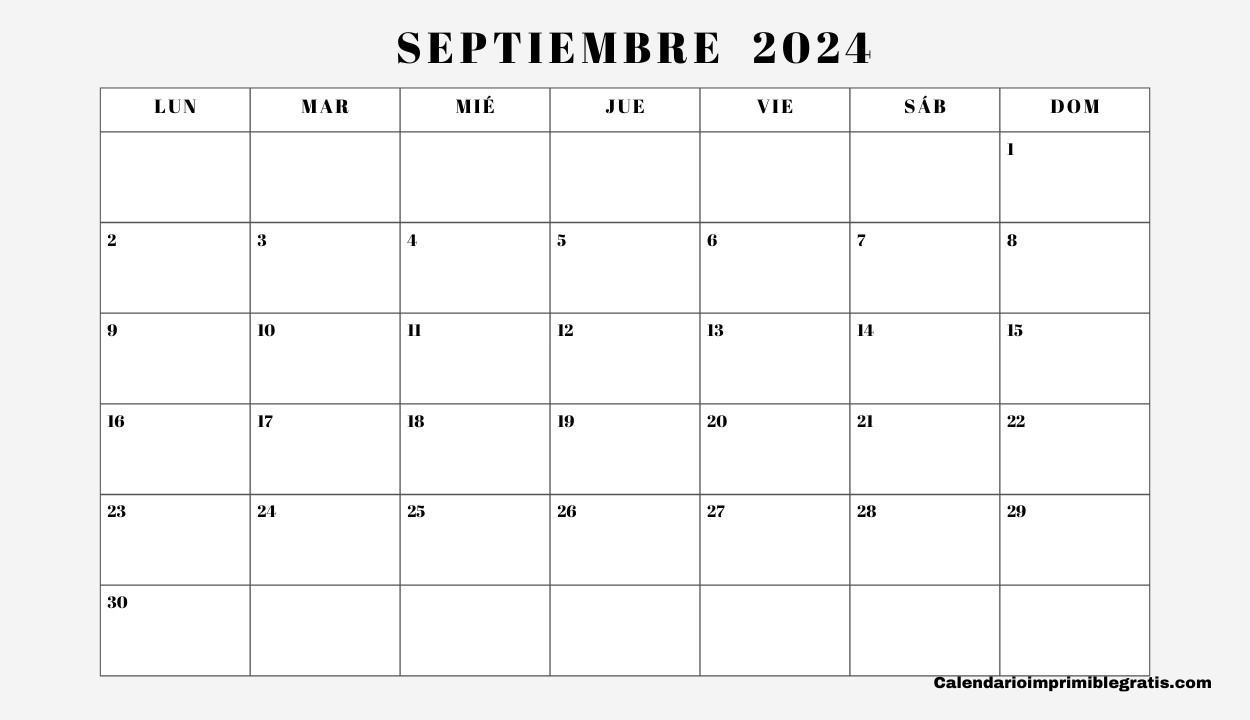 Descarga gratuita Calendario Septiembre 2024
