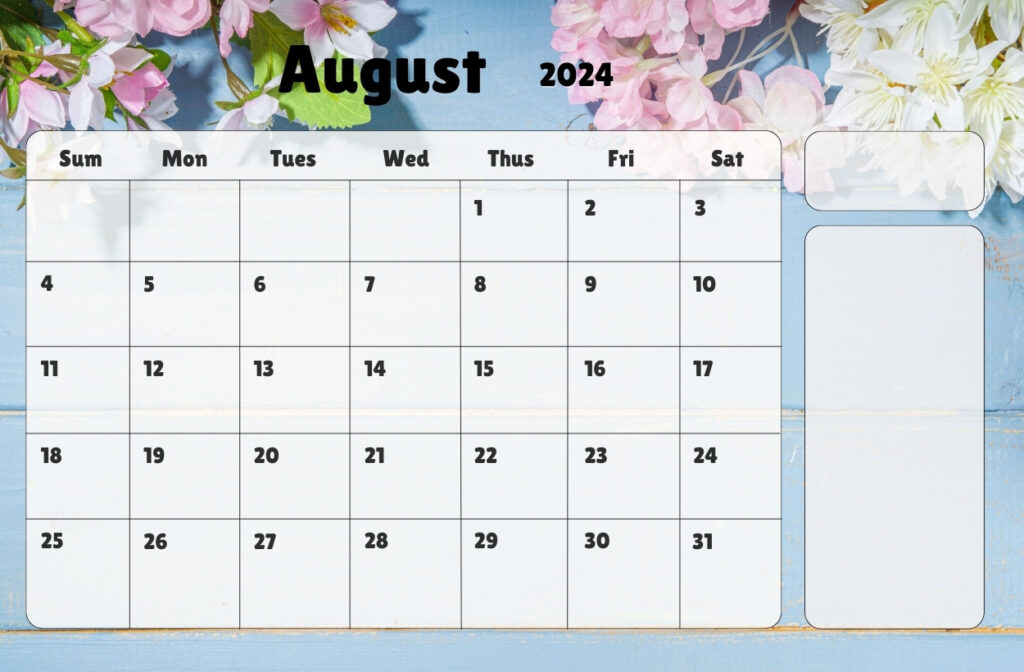 Floral 2024 August Calendar