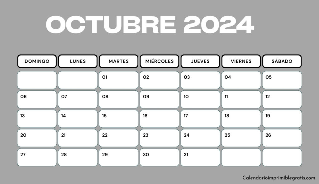 Octubre 2024 Calendario Paisajístico