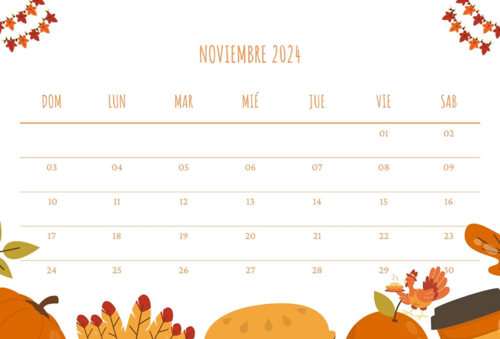 Calendario Floral Noviembre 2024