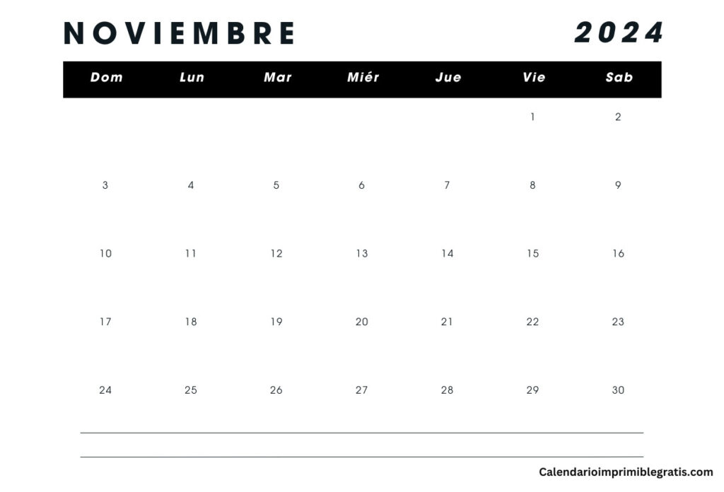 Calendario Noviembre 2024 para Editar