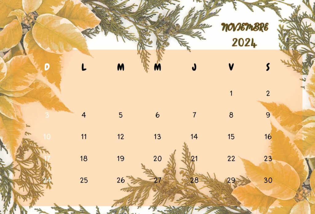 Calendario Noviembre 2024 para Escritorio
