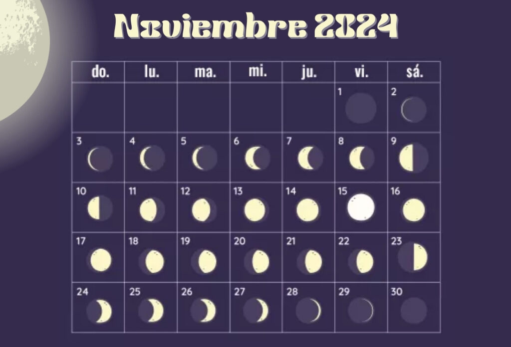 Calendario gratuito de fases lunares de noviembre de 2024