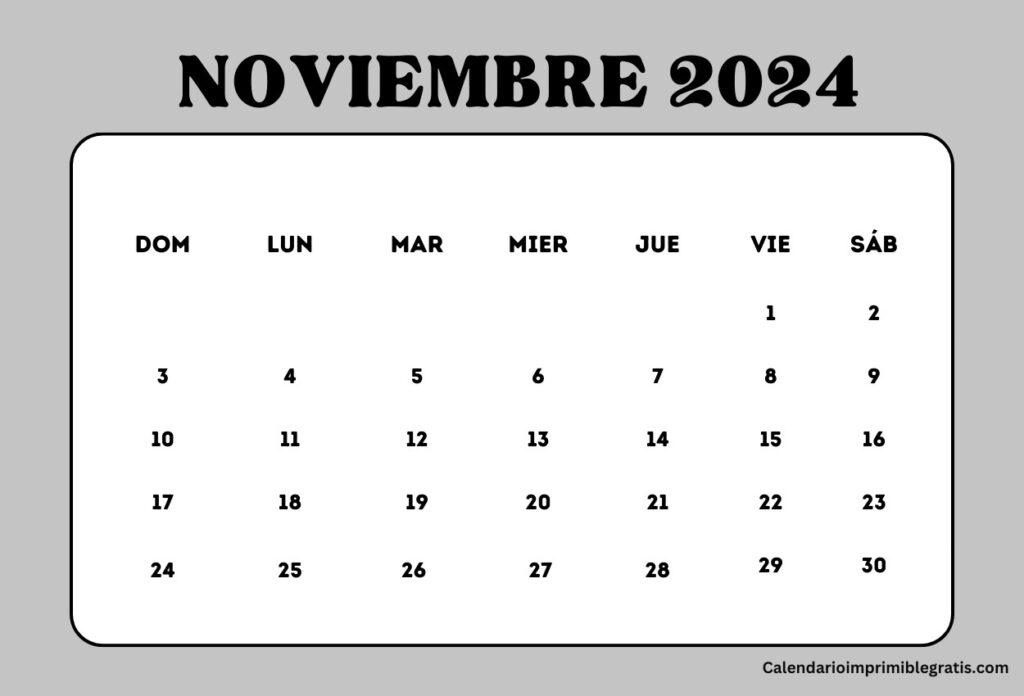 Calendario noviembre 2024 Rellenable