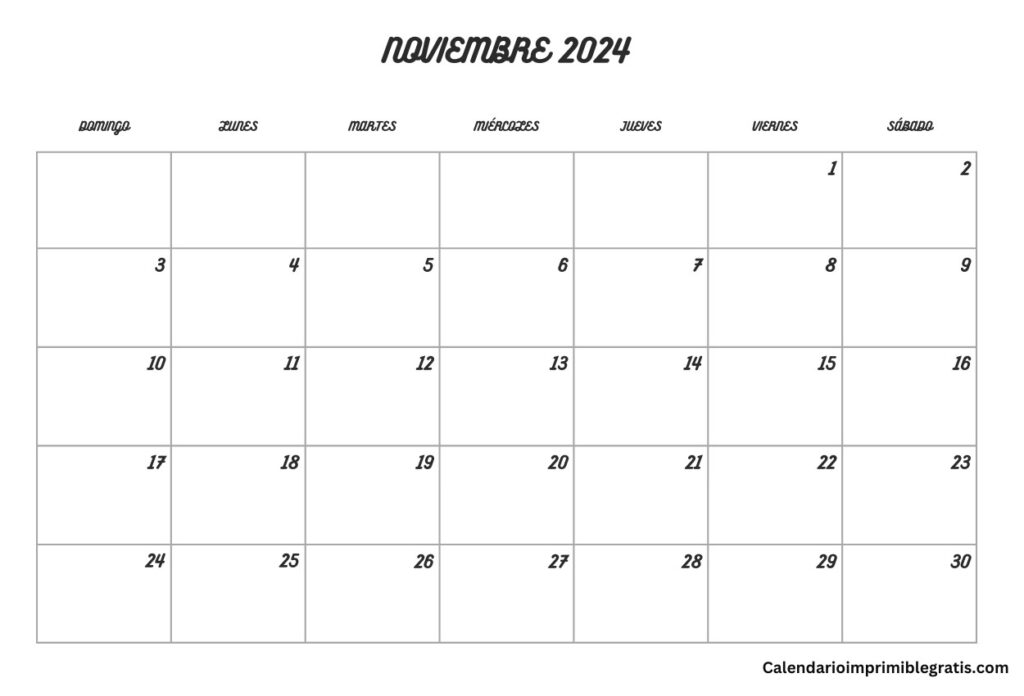 Calendario paisajístico Noviembre 2024
