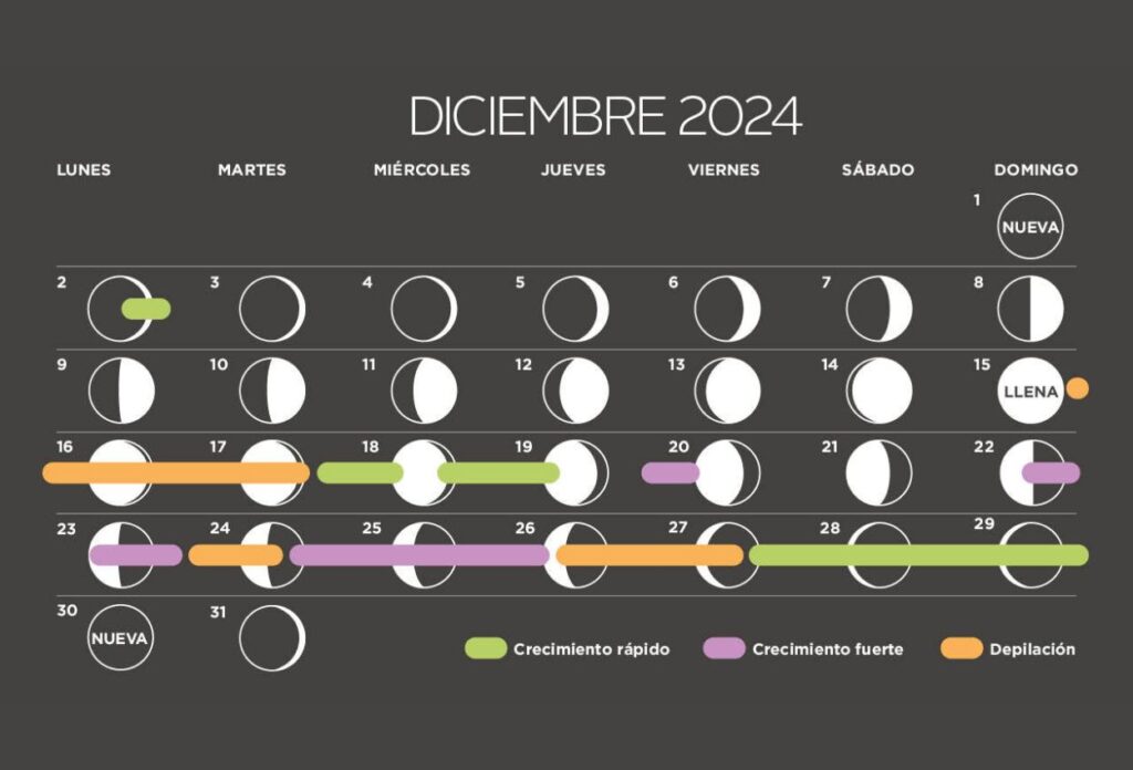 Diciembre de 2024 Fases lunares Fechas y horas