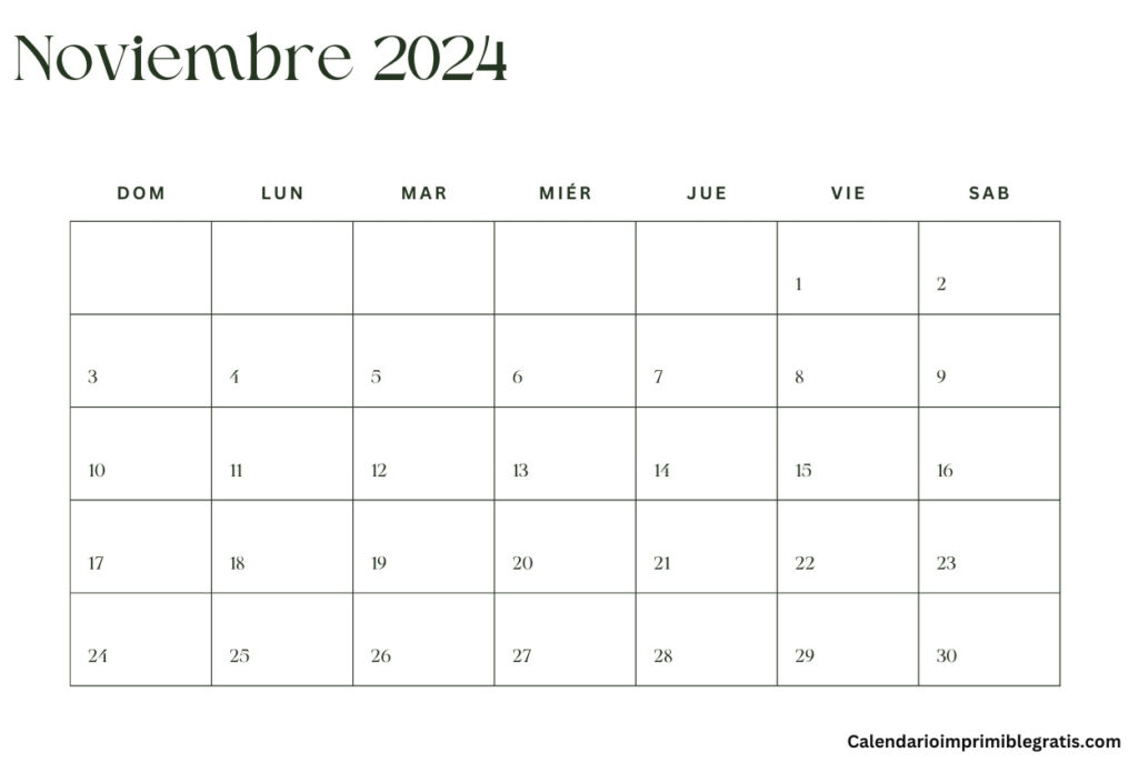 Personaliza el Calendario de Noviembre de 2024