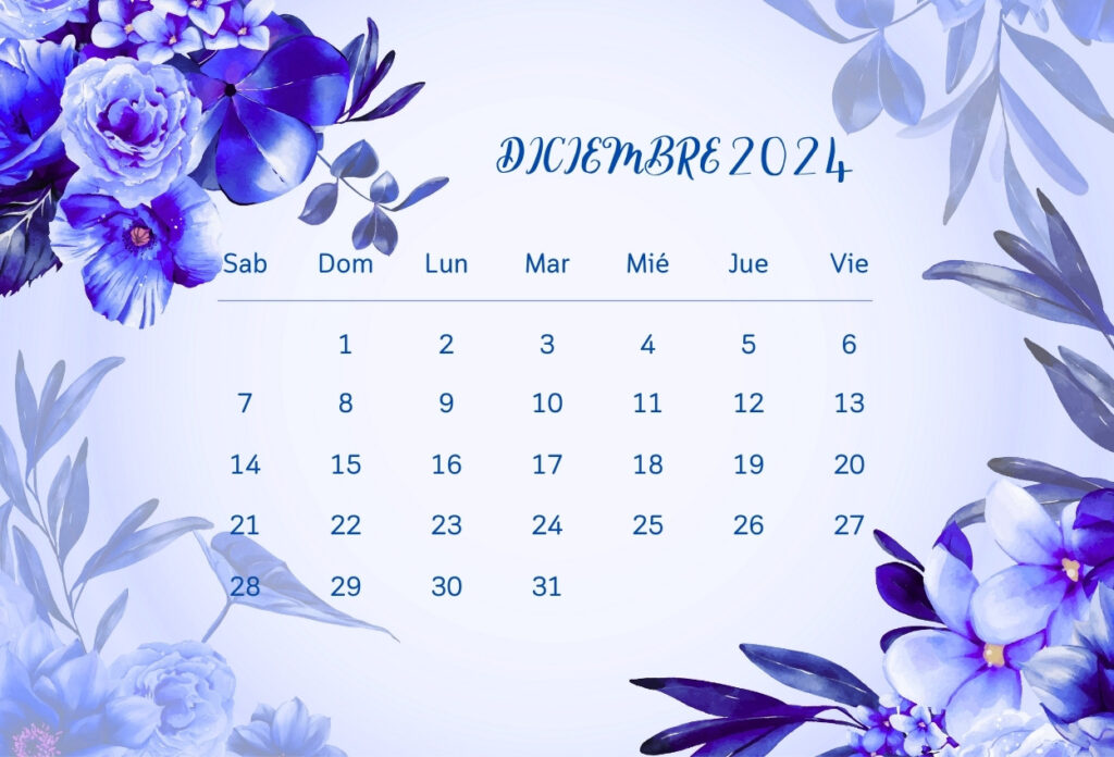 Plantilla Calendario Floral Diciembre 2024